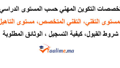 تخصصات التكوين المهني