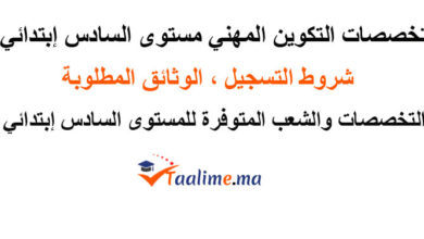 التكوين المهني مستوى السادس ابتدائي