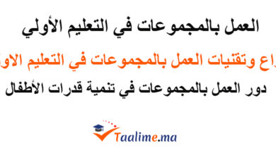 العمل بالمجموعات في التعليم الأولى